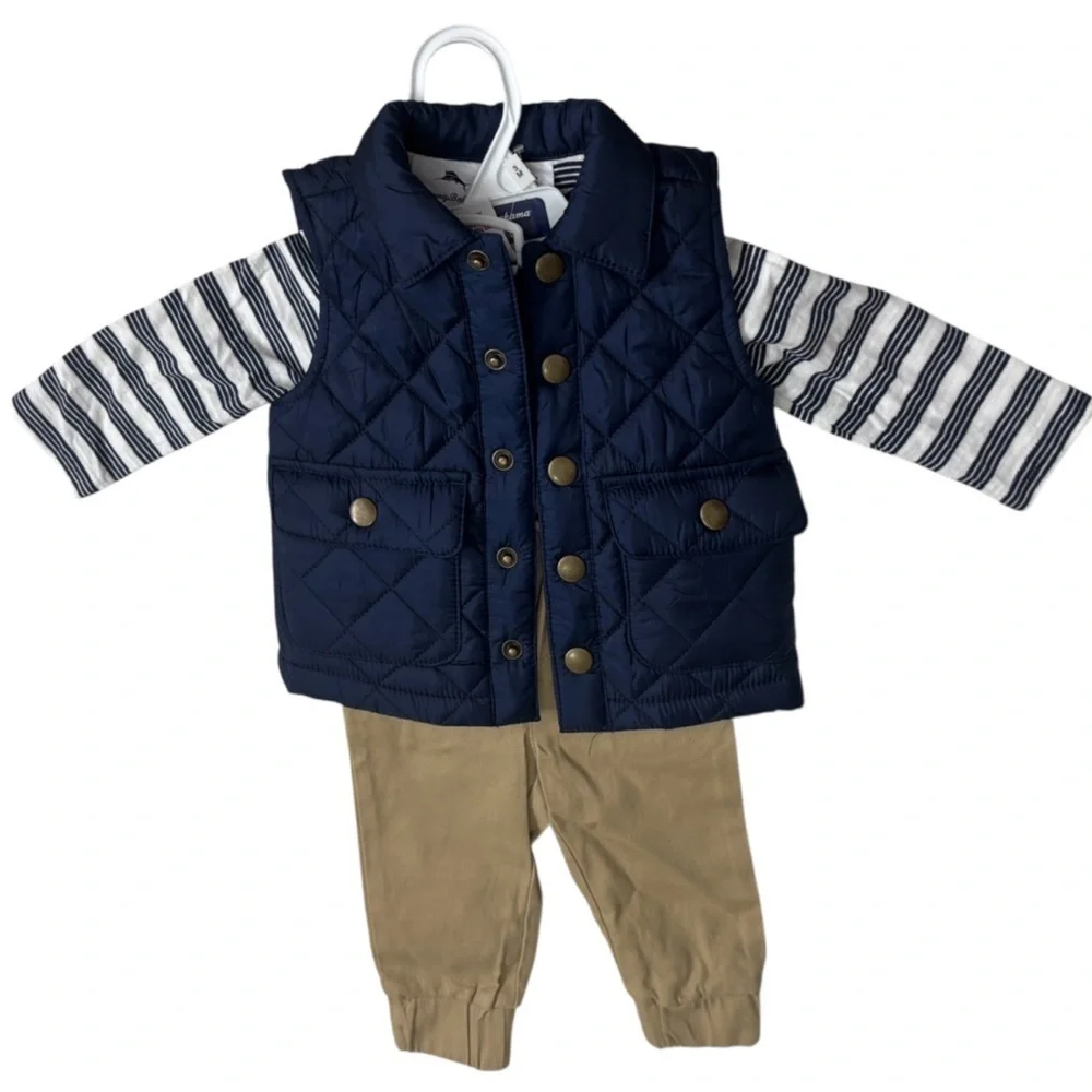 NWT TOMMY BAHAMA Navy and Tan Kids Outfit